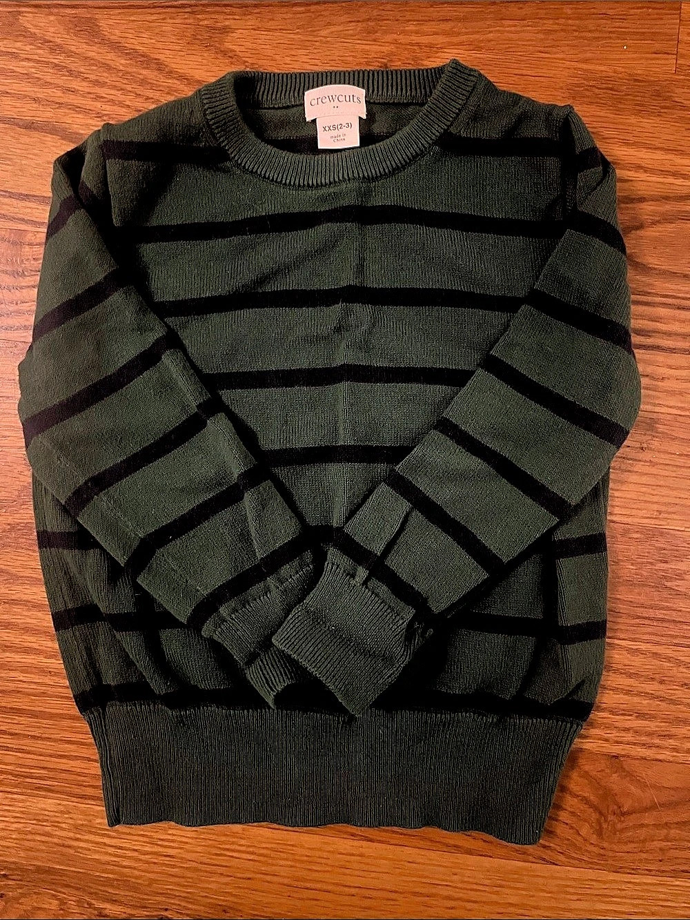 crewcuts Striped Crewneck Sweater in Green & Navy
